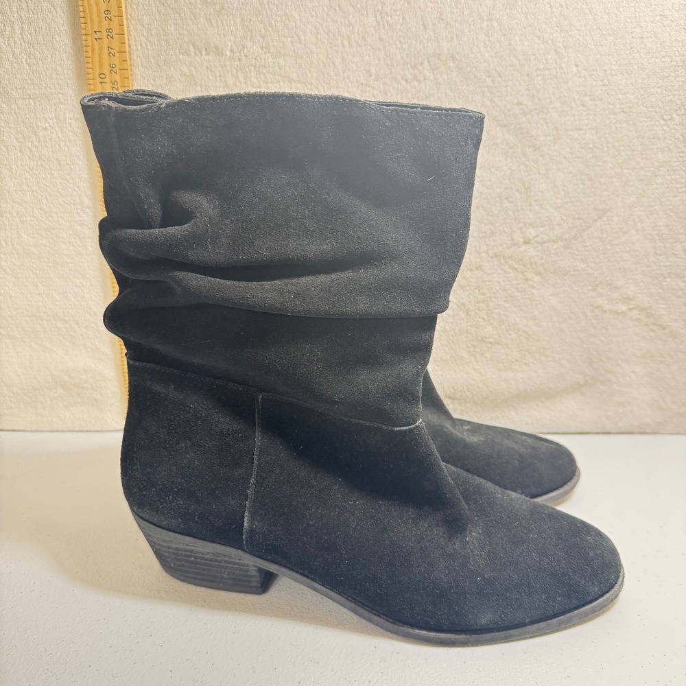 Jessica Simpson Black Suede Slouch Booties Block Heel‎ Ankle Boots Size 9.5M